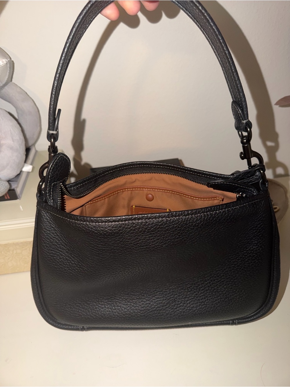 Coach Black Pebbled Leather Shoulder Bag - Picture 7 of 9